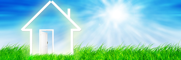 New home imagination on green meadow